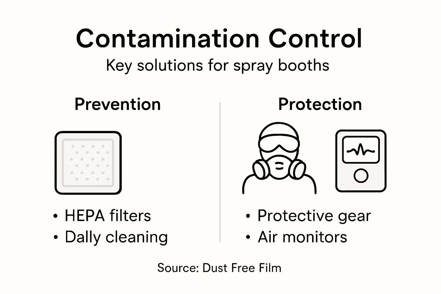 Infographic showing spray booth contamination solutions