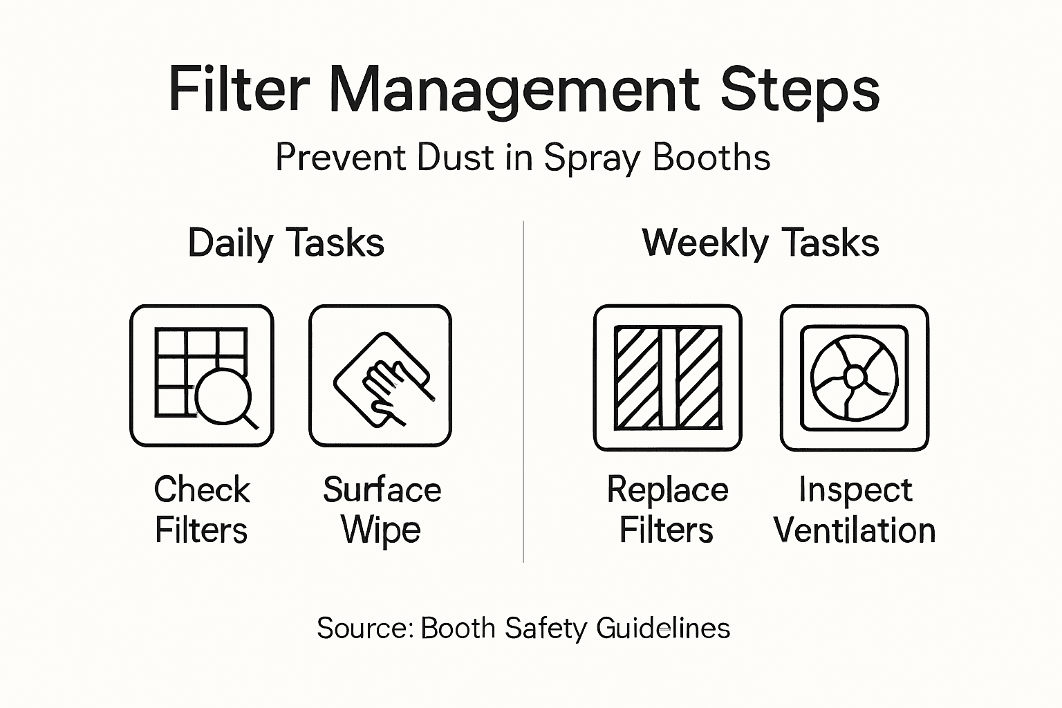 Infographic showing spray booth filter management steps