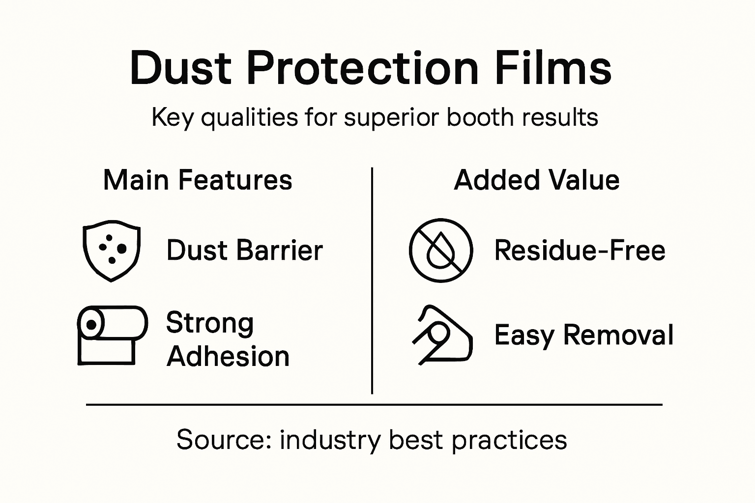 Infographic with main spray booth film features