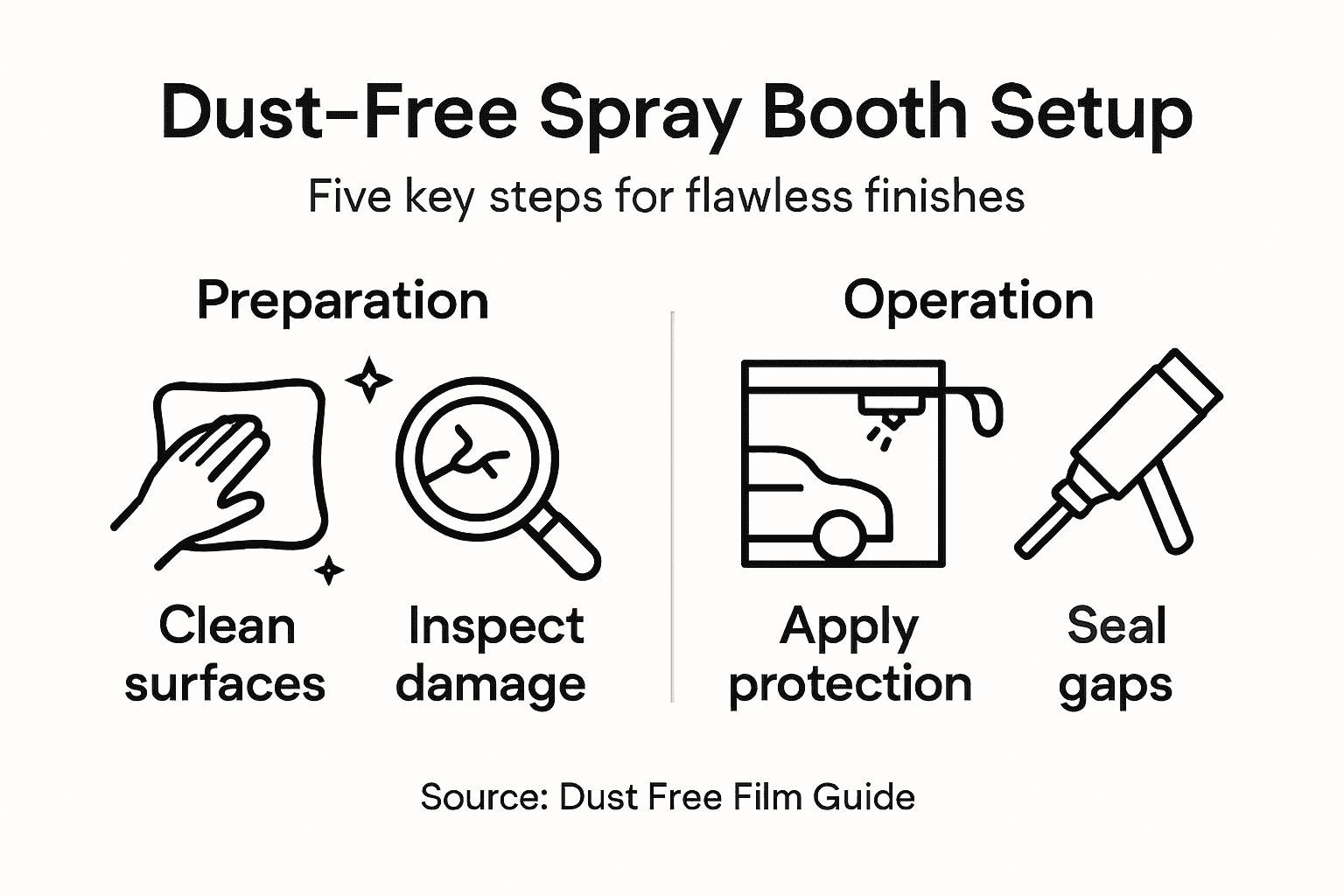Infographic showing spray booth dust control process