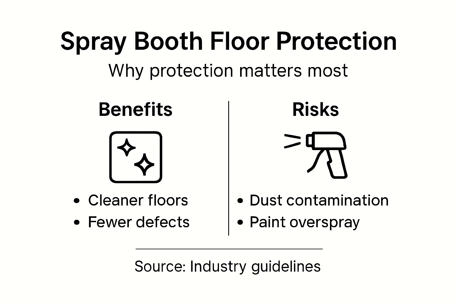 Infographic on spray booth floor protection pros and cons