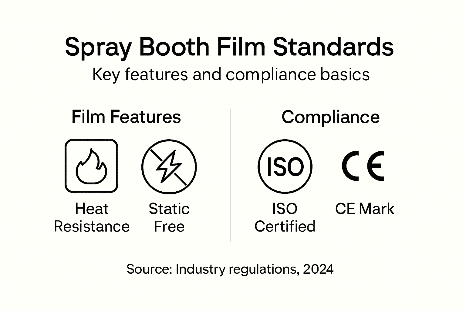 Infographic of spray booth film features and standards