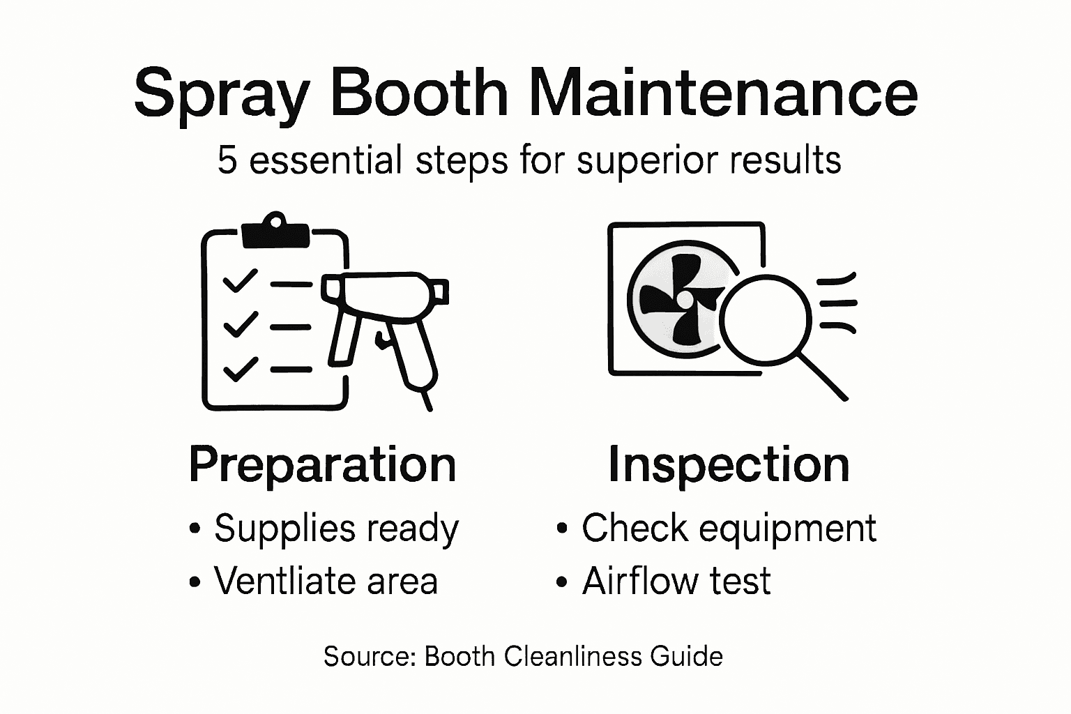 Infographic showing spray booth maintenance steps