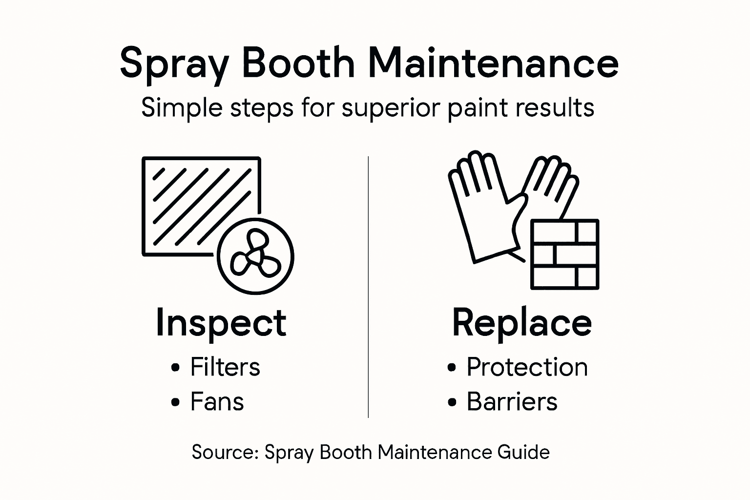 Infographic outlining spray booth maintenance steps