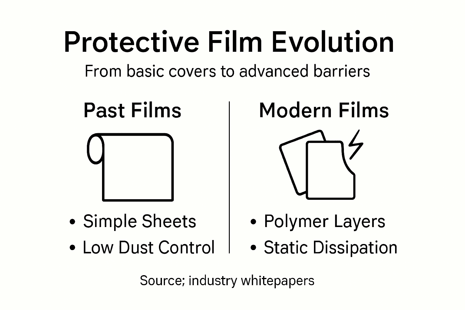Protective film technology timeline infographic