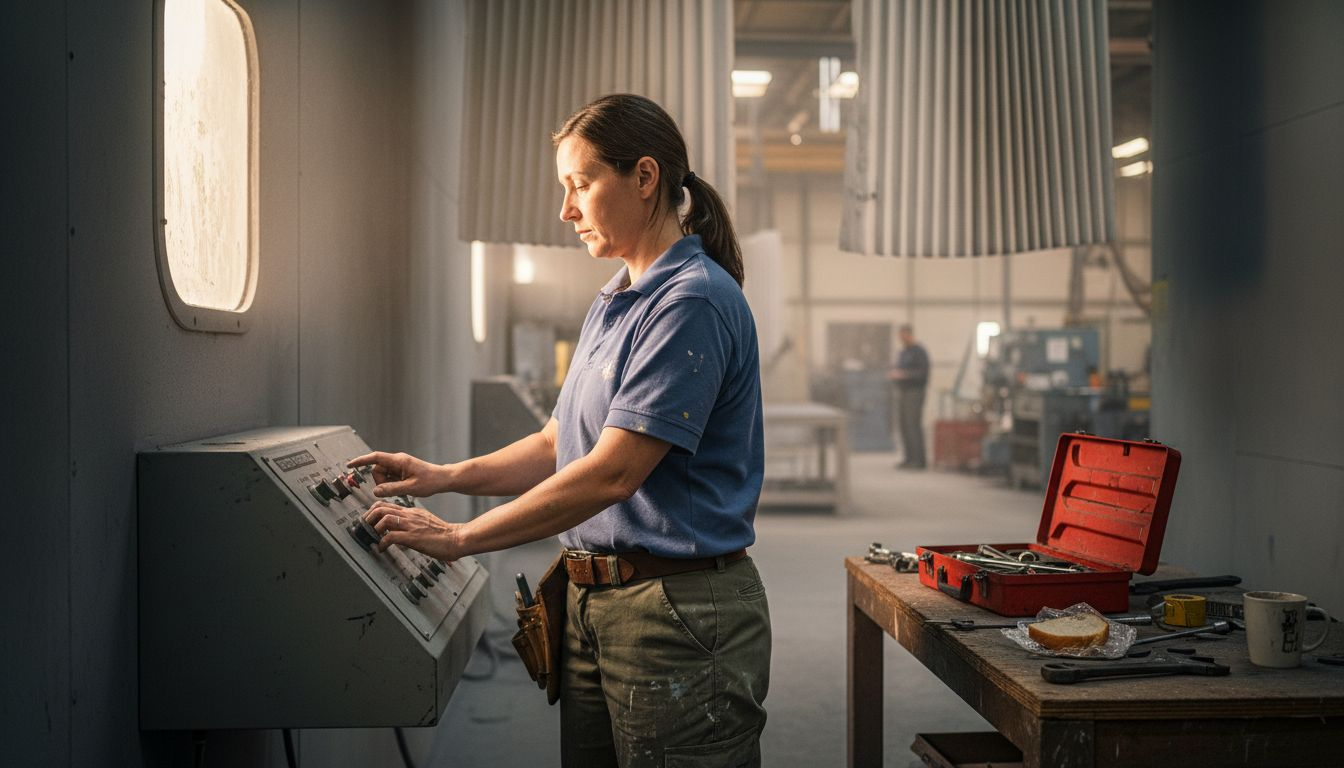 Engineer operating dust control system