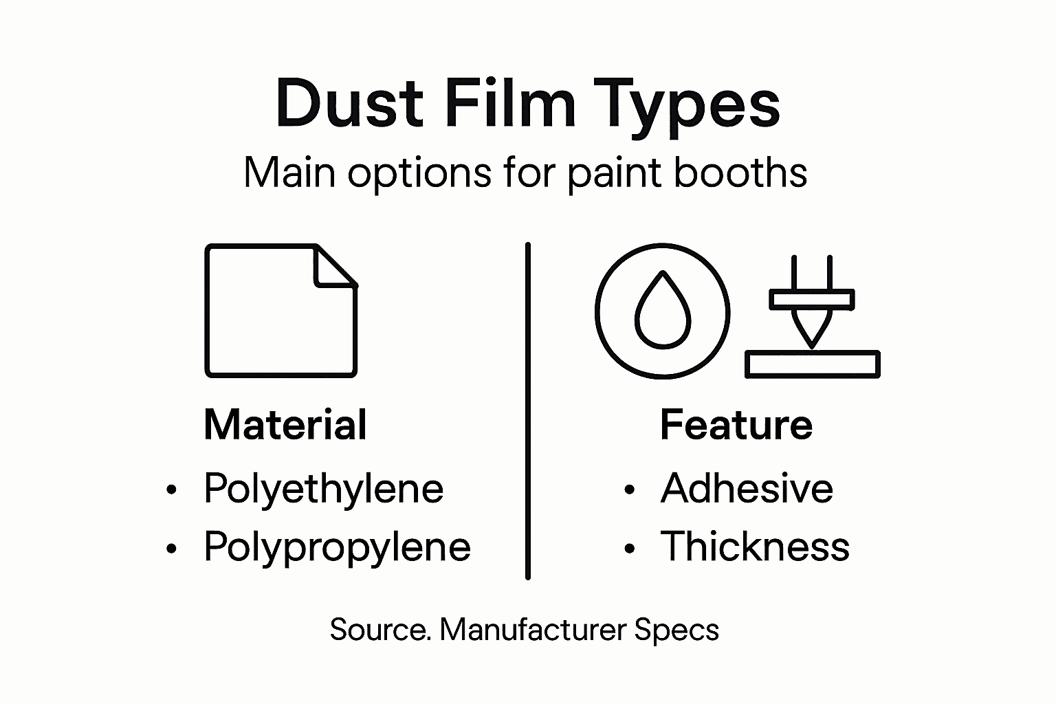 Infographic showing dust film types and features