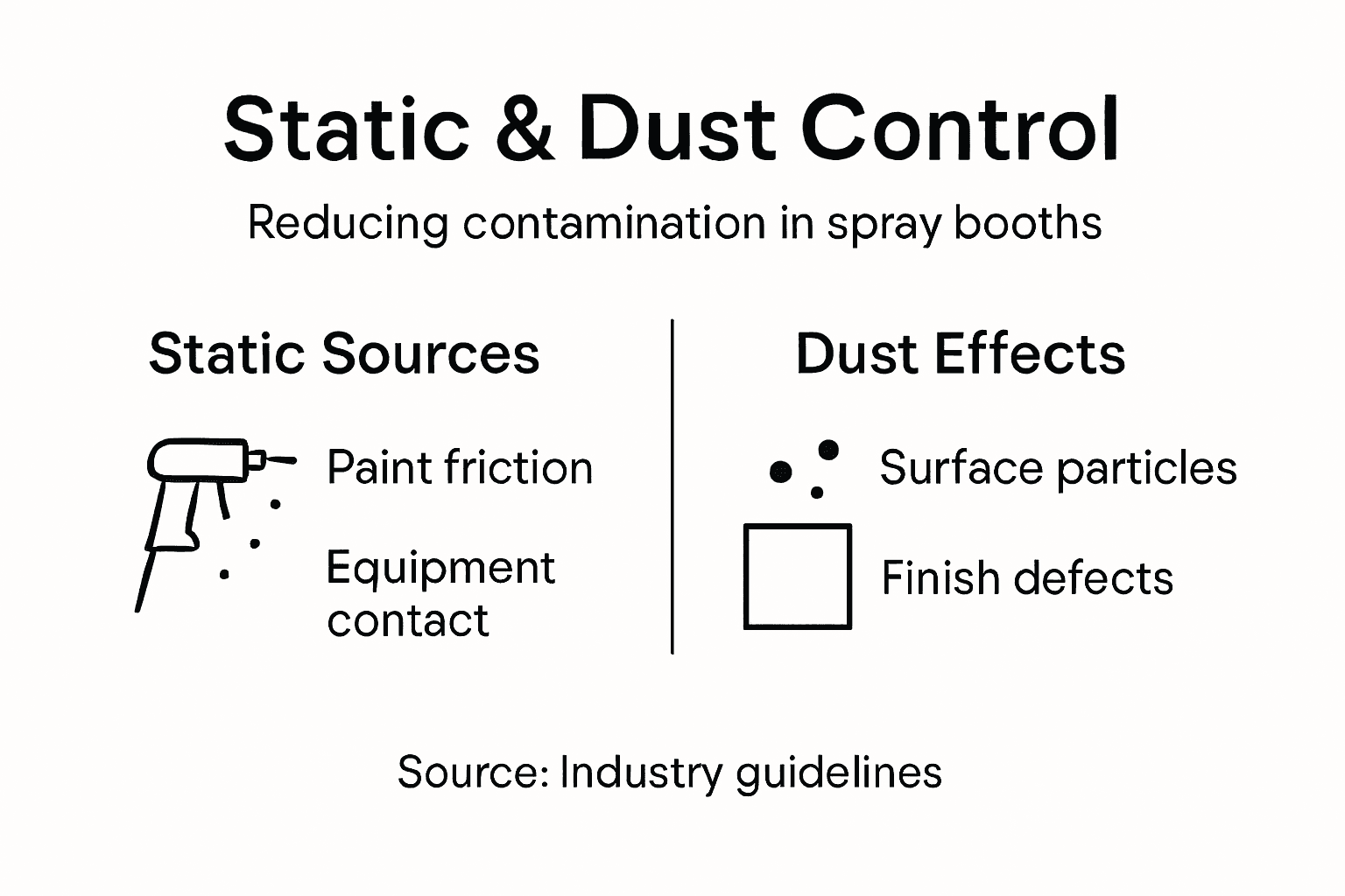 Infographic on static and dust control in booths