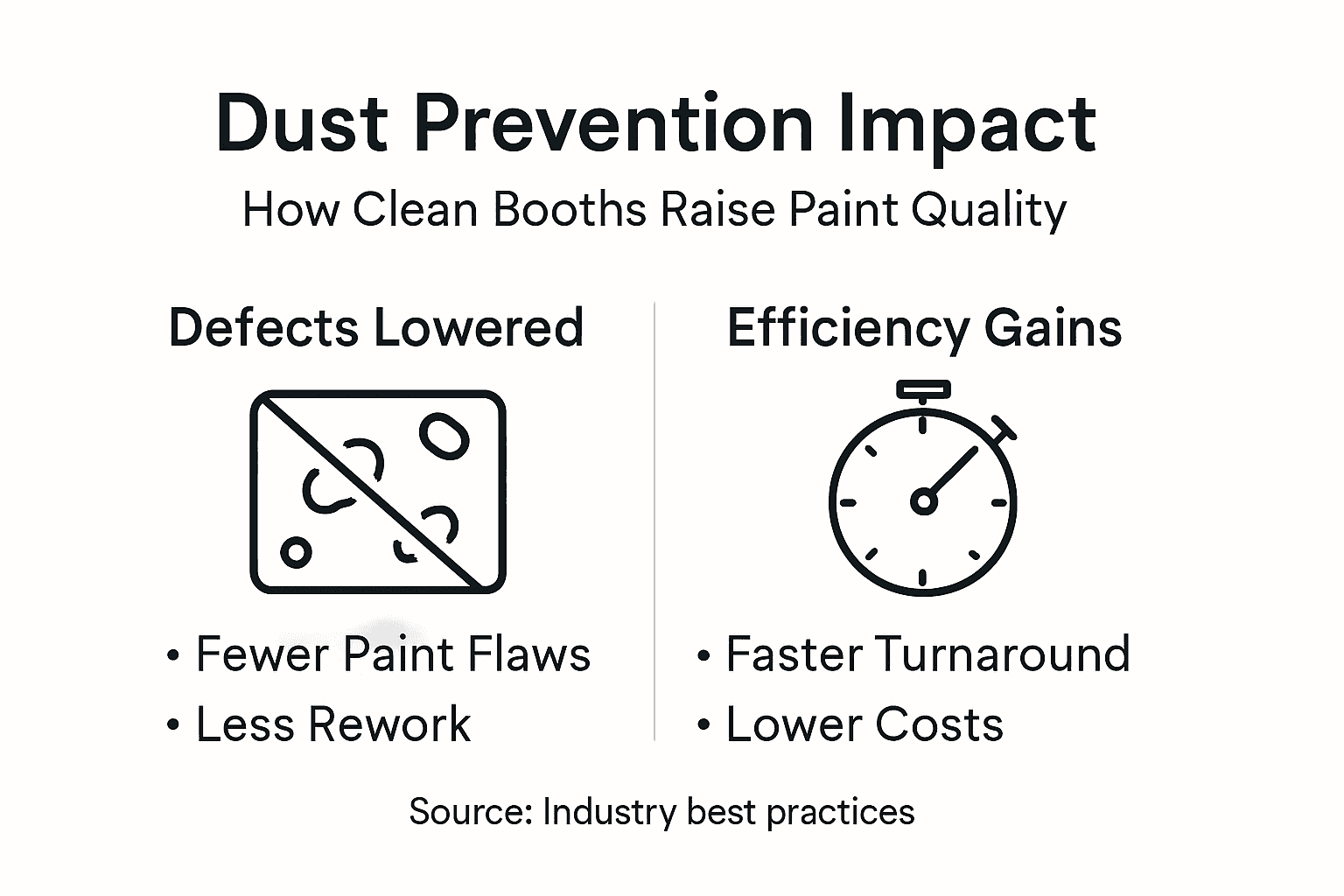 Infographic showing dust prevention effects on efficiency