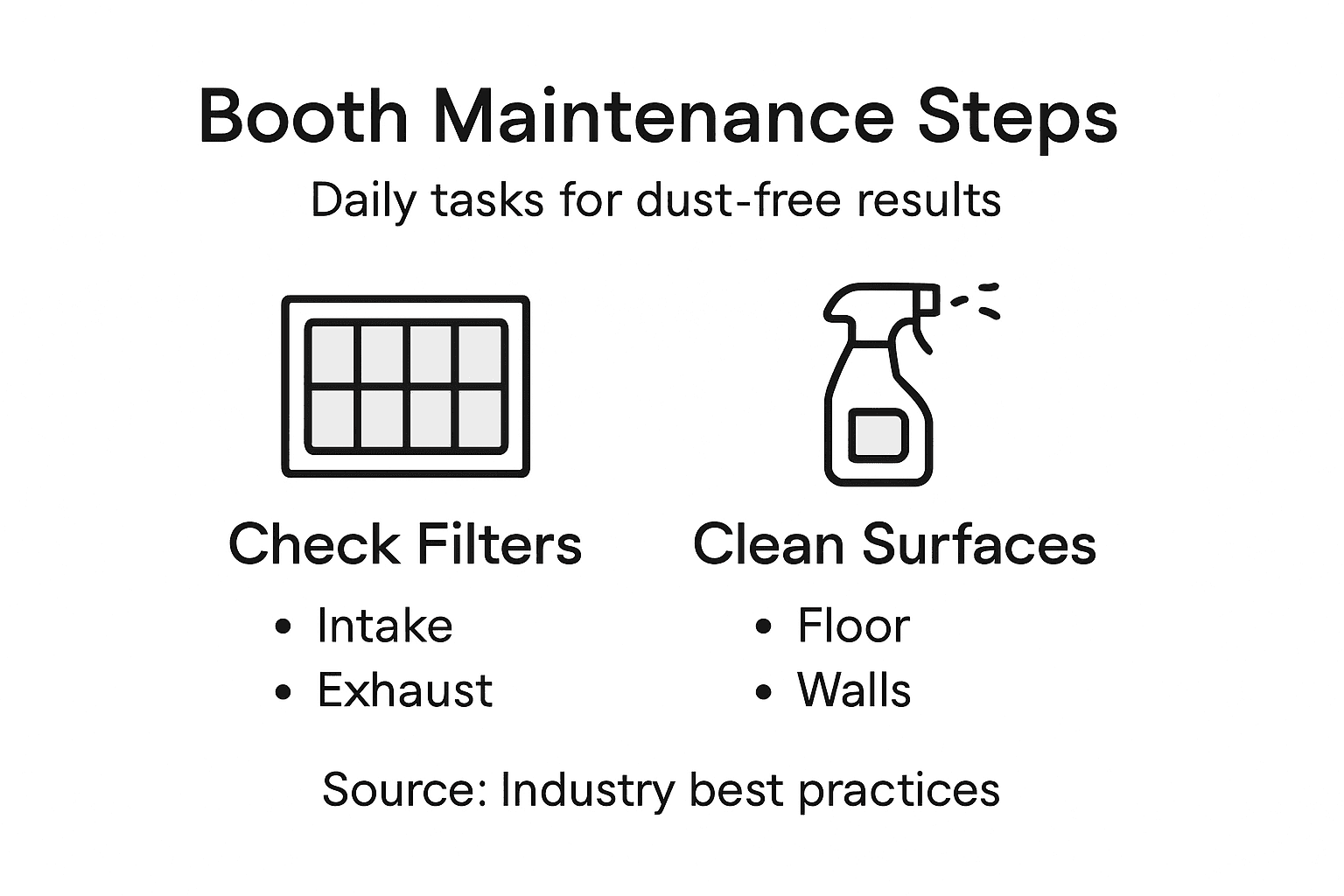Infographic on spray booth maintenance tasks