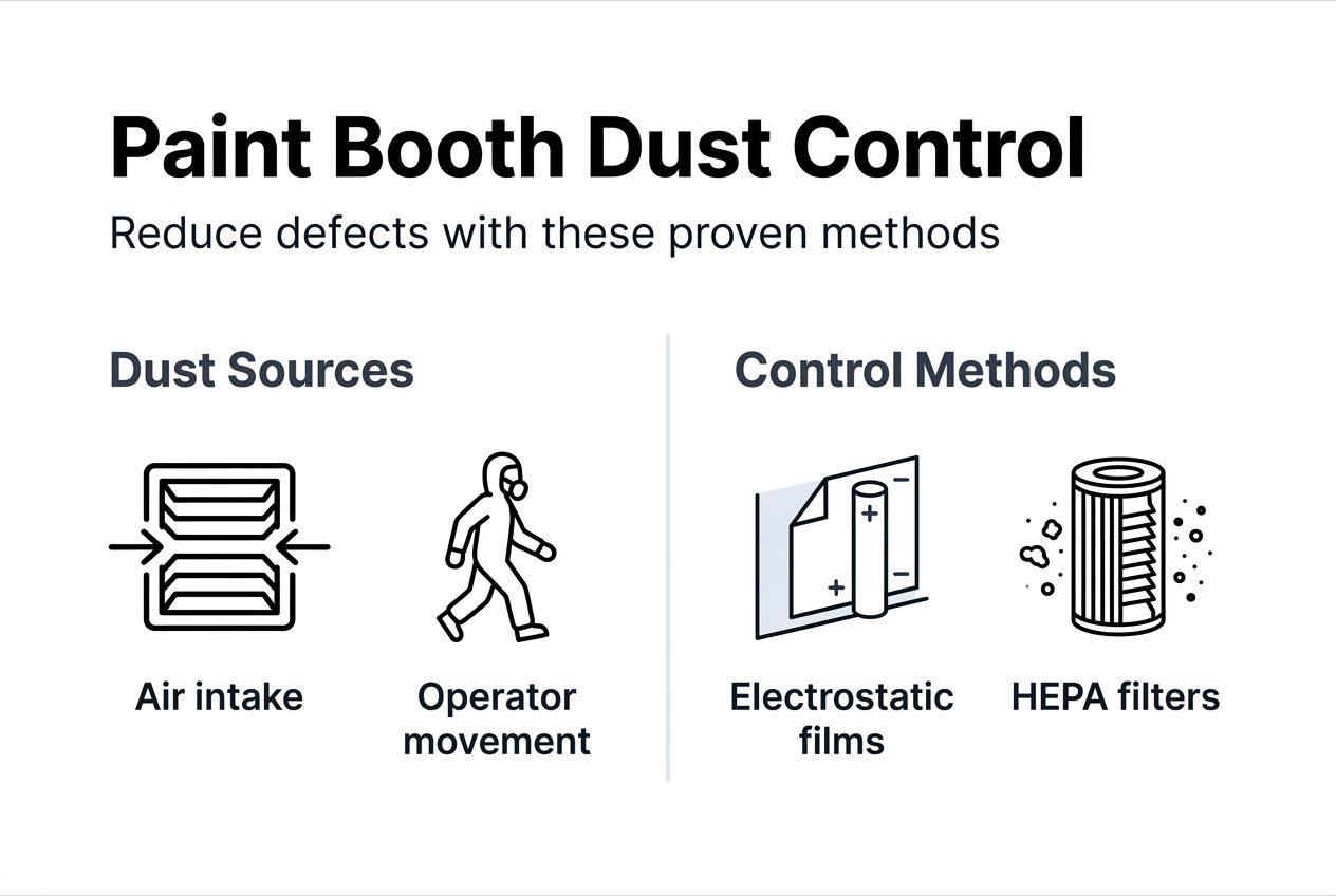 Infographic showing dust sources and dust control methods