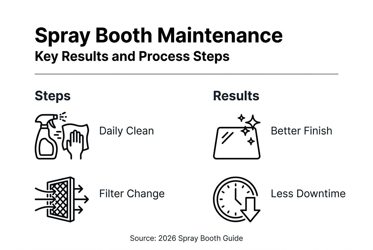 Infographic showing spray booth maintenance steps and outcomes