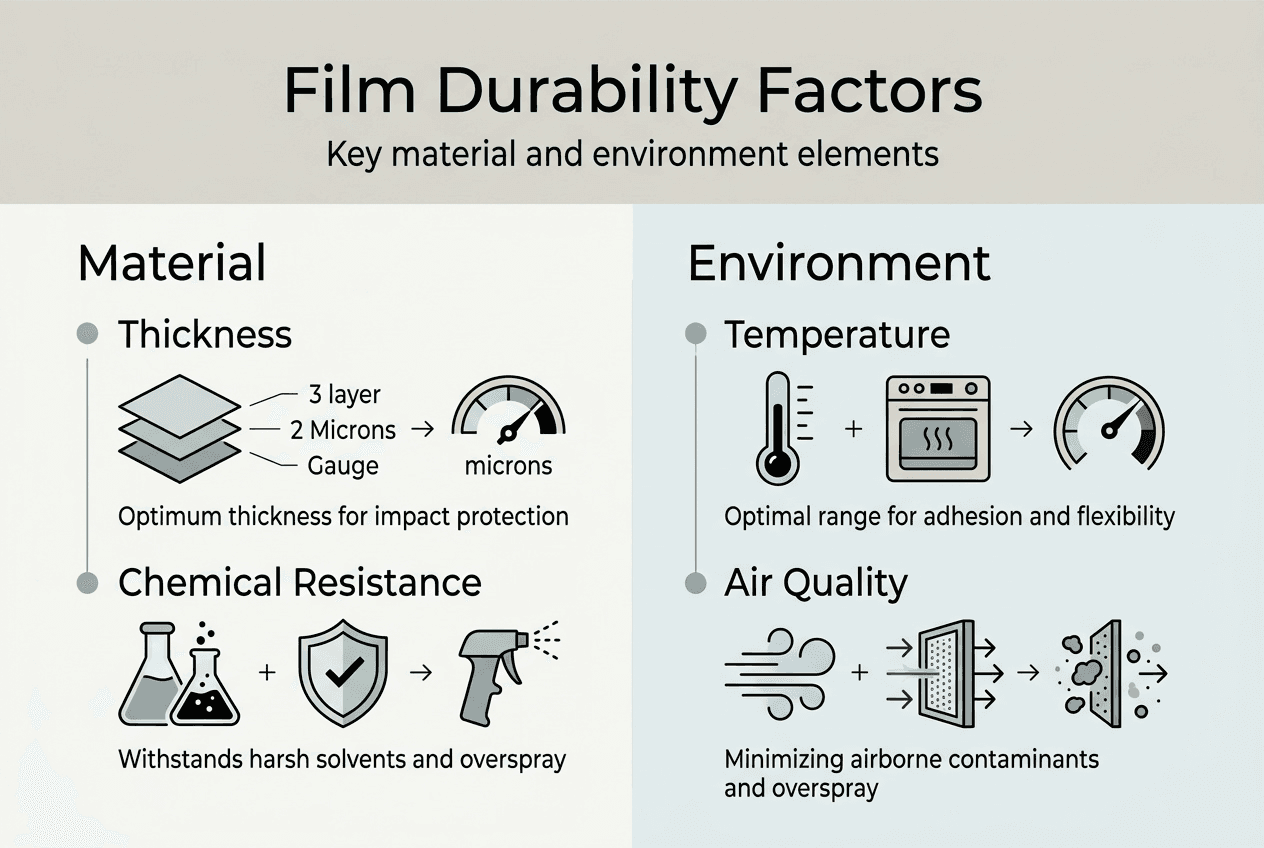 Infographic showing material and environment durability factors