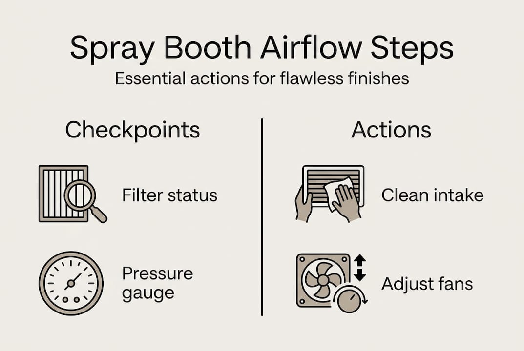 Infographic with spray booth airflow improvement steps