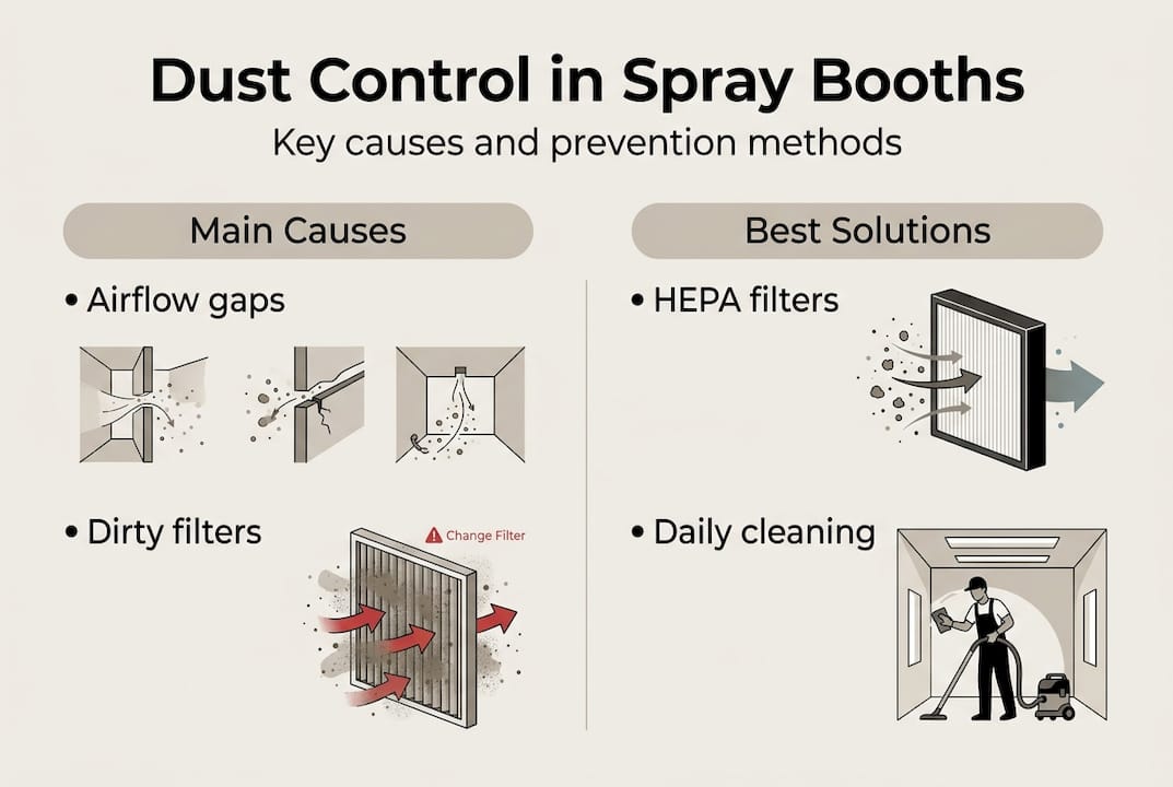 Infographic showing dust causes and solutions