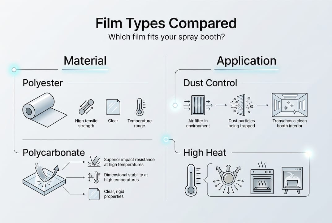 Infographic comparing film types in booths