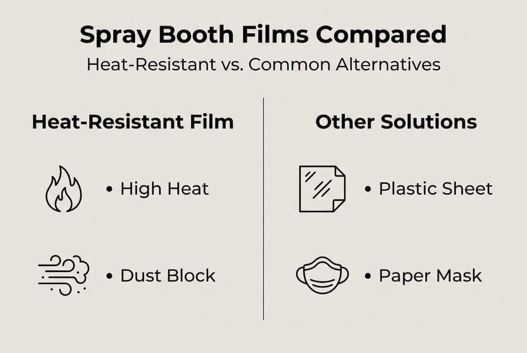 Infographic comparing spray booth film options