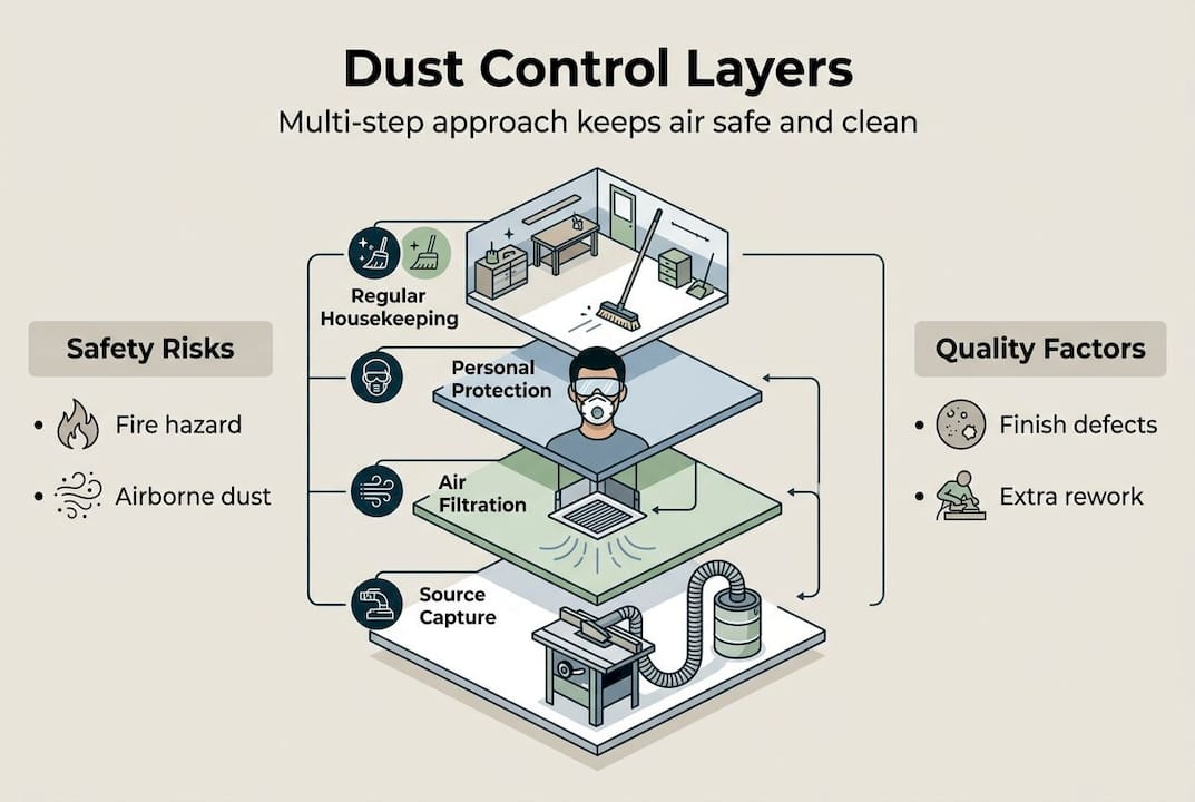 Infographic shows dust control risks and benefits