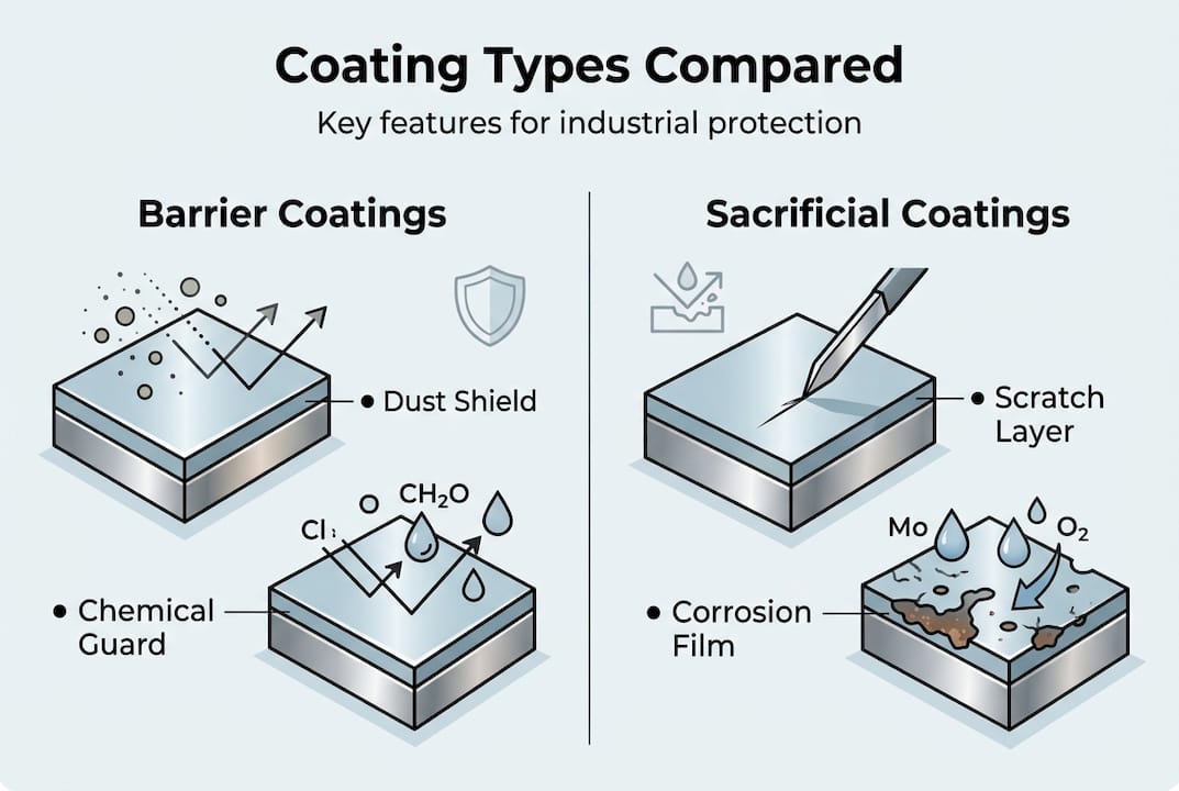 Infographic comparing industrial coating types