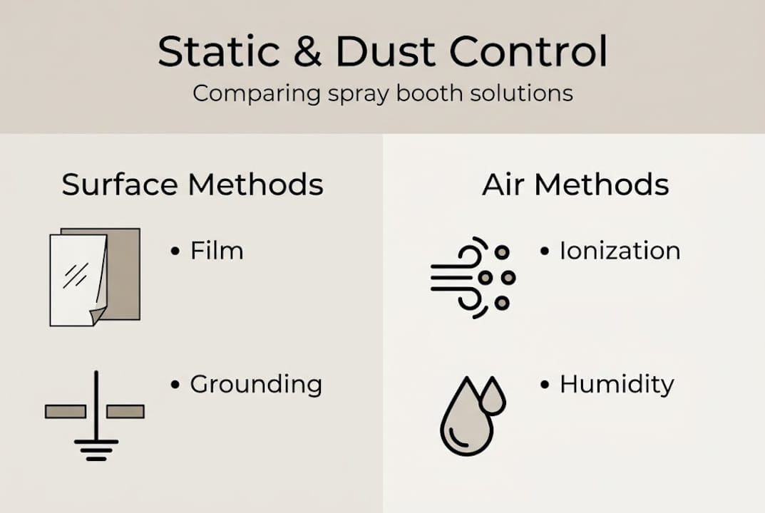 Infographic comparing static and dust control methods
