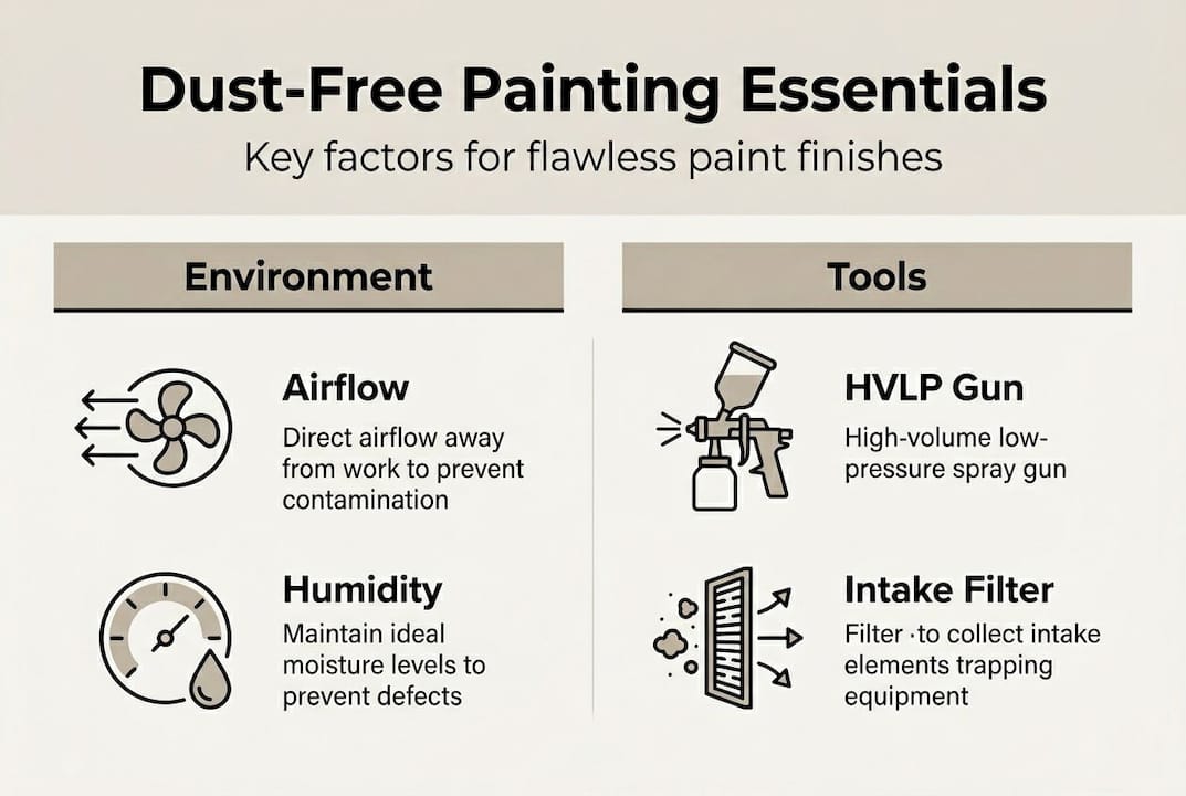 Infographic showing dust-free painting key essentials