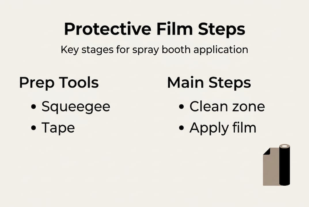 Infographic showing spray booth film application steps