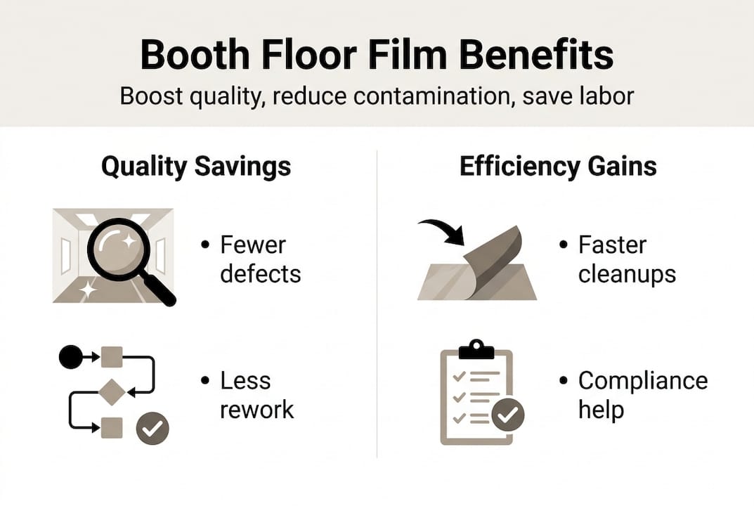 Infographic of booth floor film benefit summary