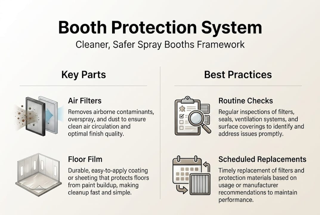 Infographic overview of booth protection system