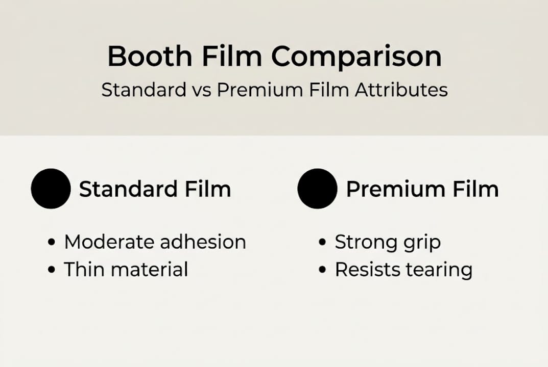 Infographic comparing booth film quality attributes