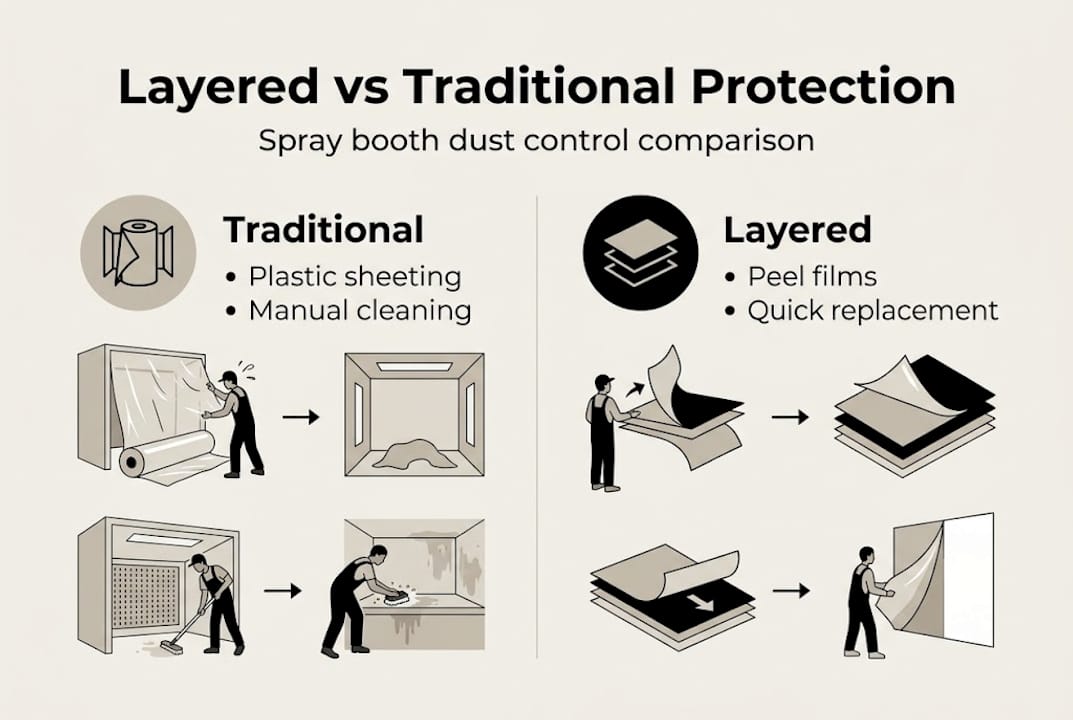 Infographic comparing spray booth protection methods