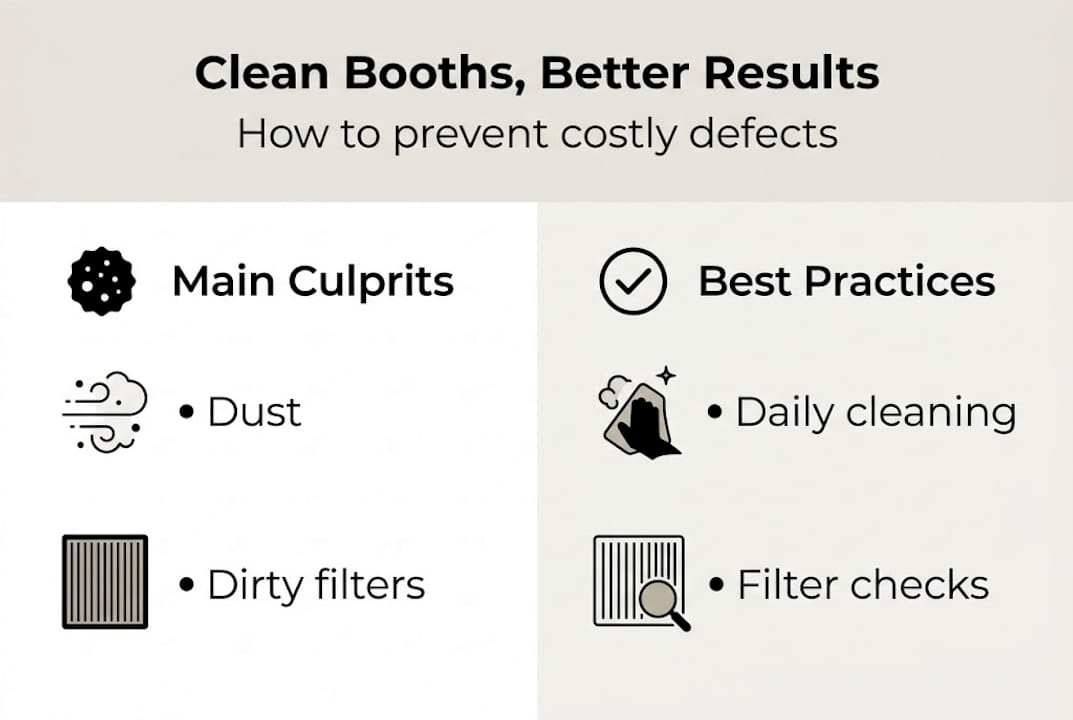 Infographic showing clean booths contamination solutions