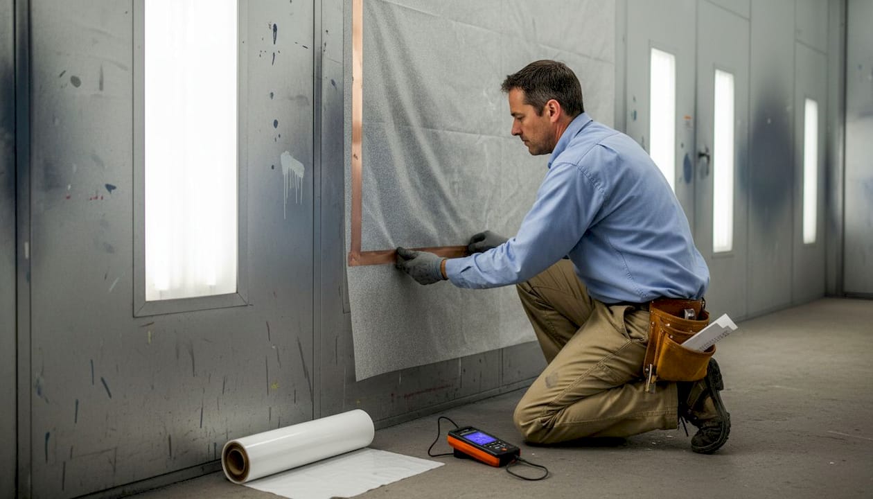 Manager connecting grounding strip to film
