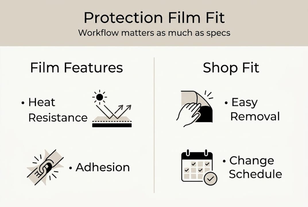 Infographic showing features and workflow fit for films