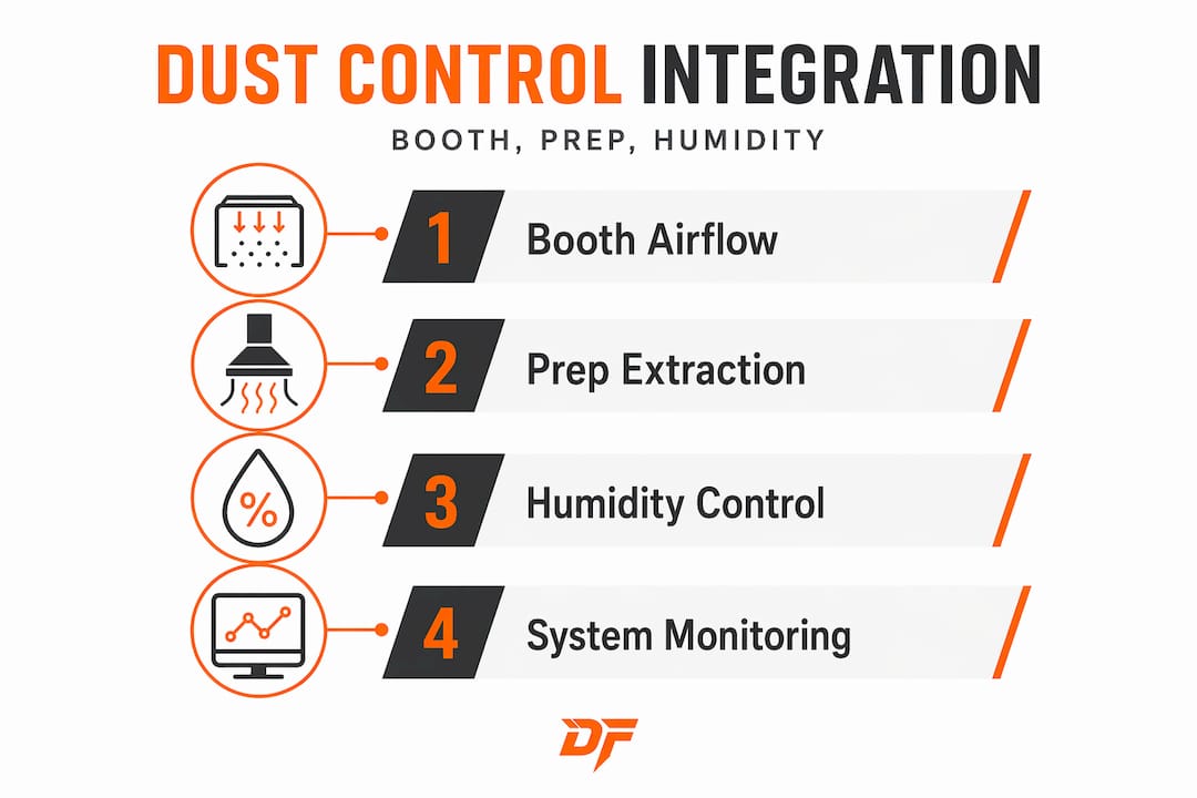 Infographic showing dust control integration steps