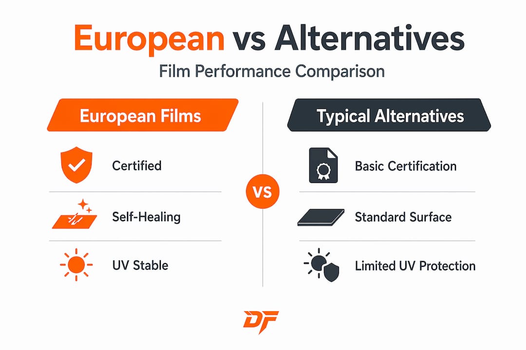 Infographic comparing European and non-European films
