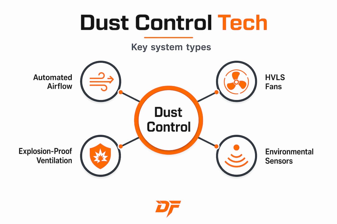 Infographic showing dust control technology hierarchy