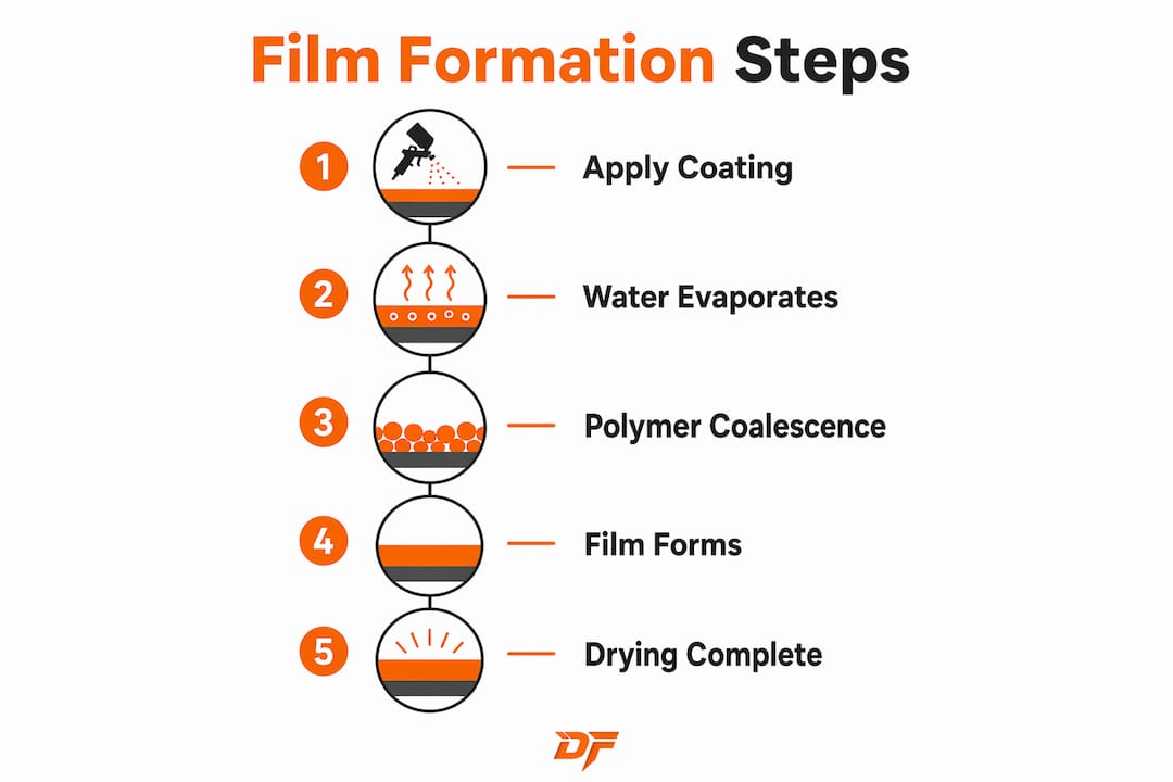 Infographic showing coating film formation steps