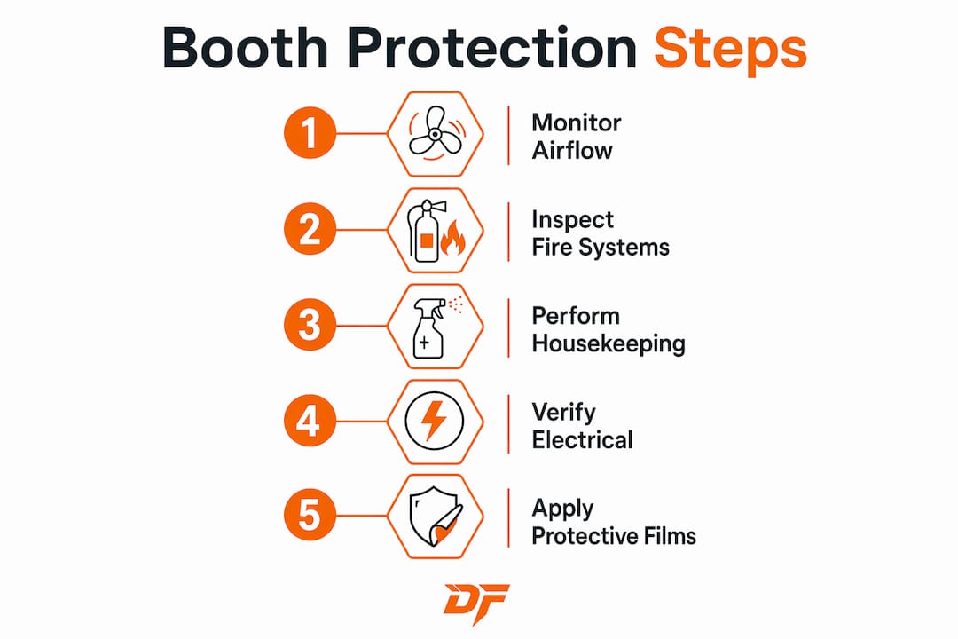 Infographic showing steps for booth protection