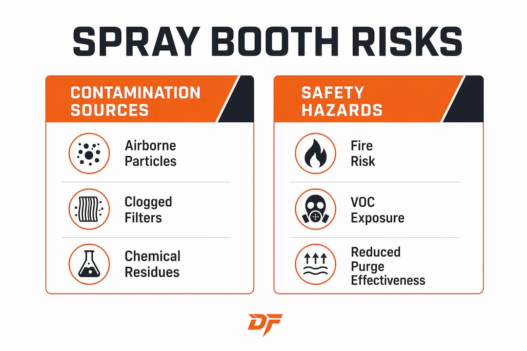 Infographic showing contamination sources and associated safety risks