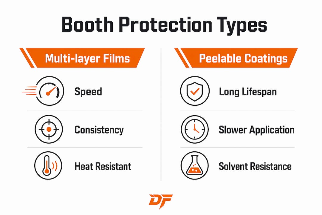 Infographic comparing booth protection materials