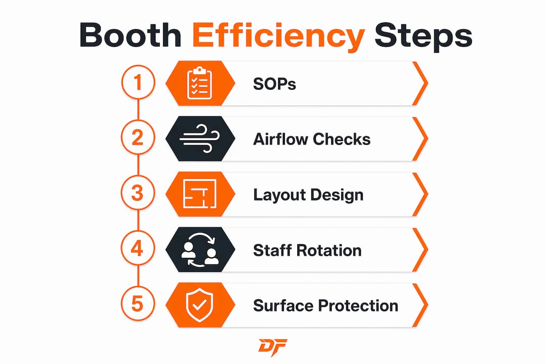 Infographic outlining key steps to improve booth efficiency