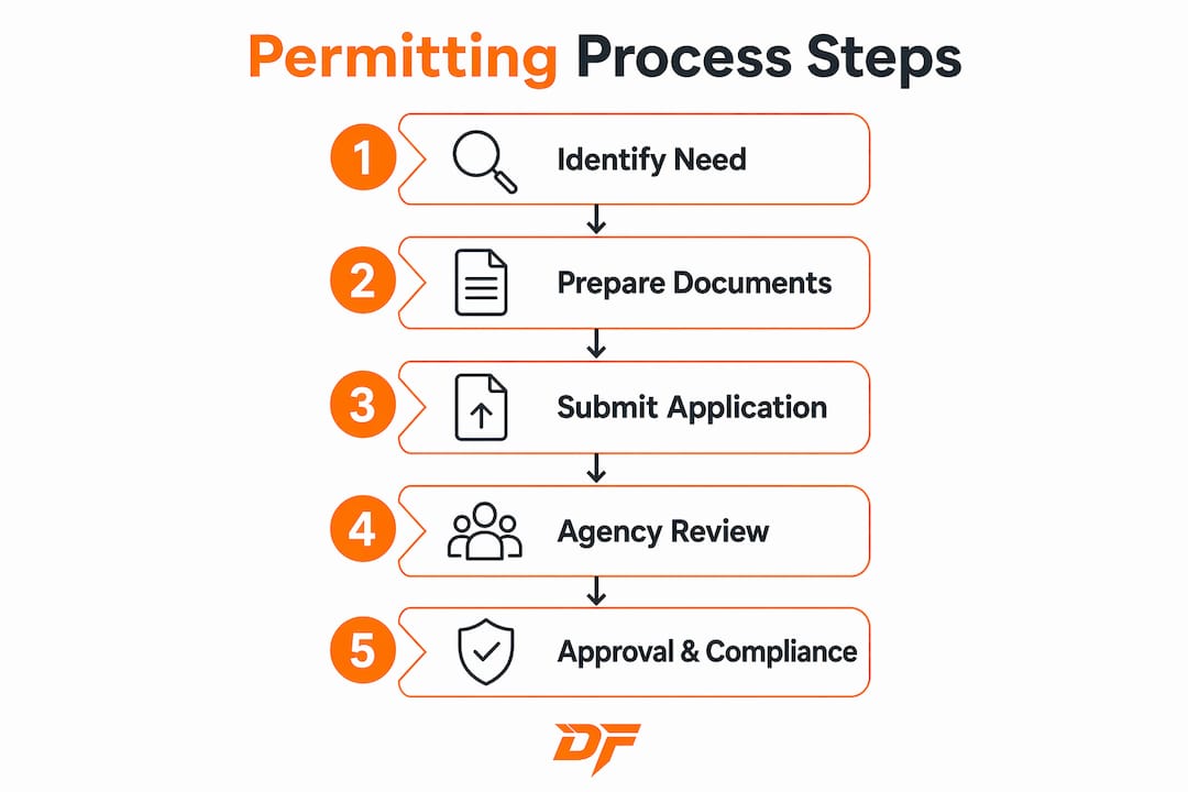 Infographic outlining paint booth permitting steps