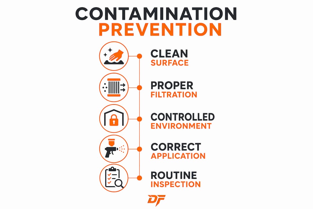 Infographic illustrating paint contamination prevention steps