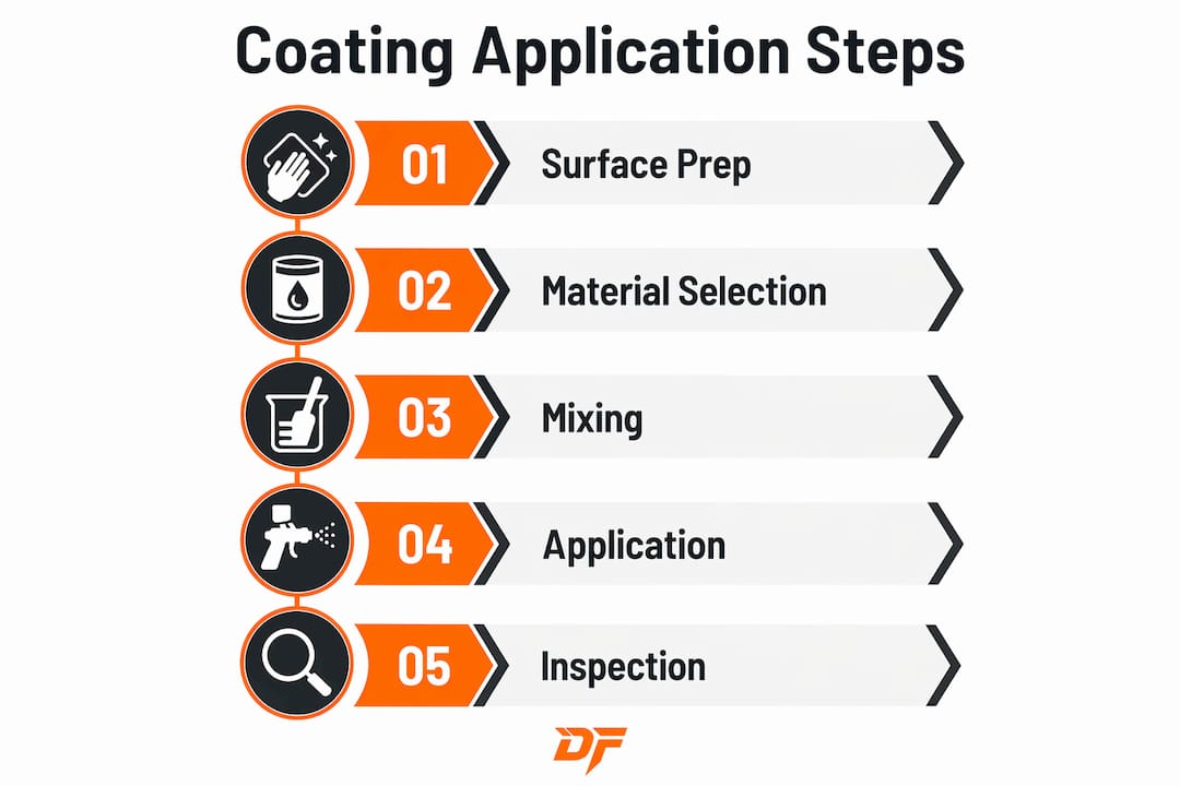 Infographic showing key coating application steps