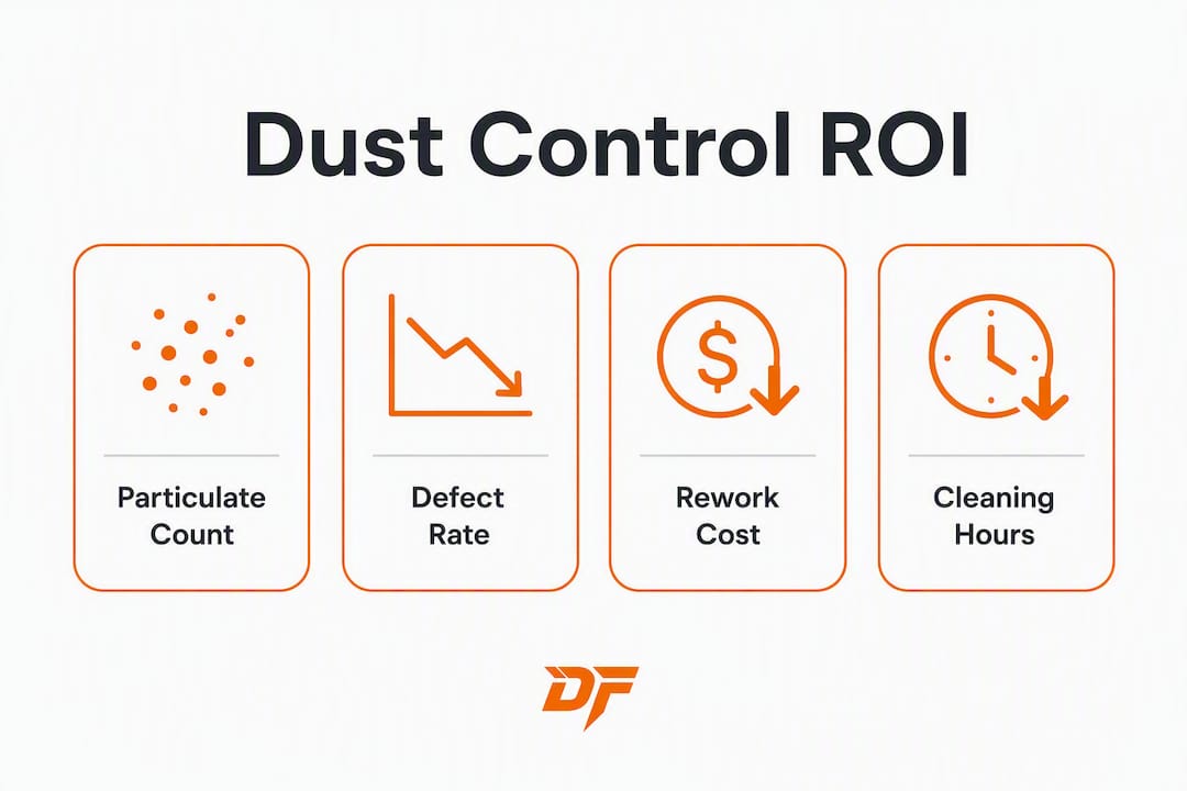 Infographic showing dust control ROI key metrics
