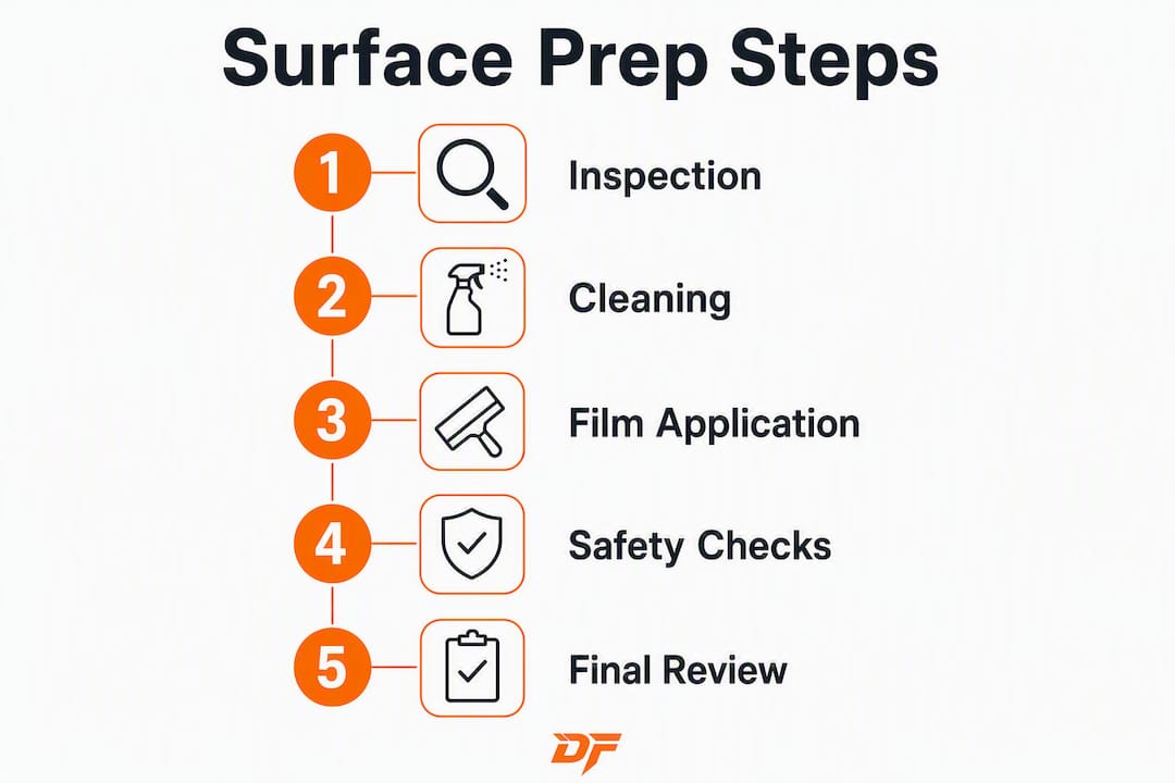 Infographic outlining step-by-step surface preparation process