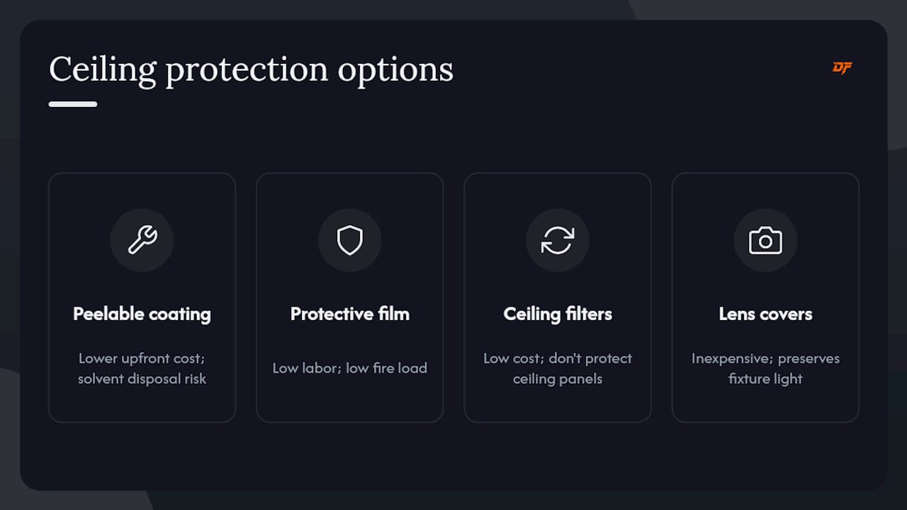 Comparison diagram of spray booth ceiling protection options