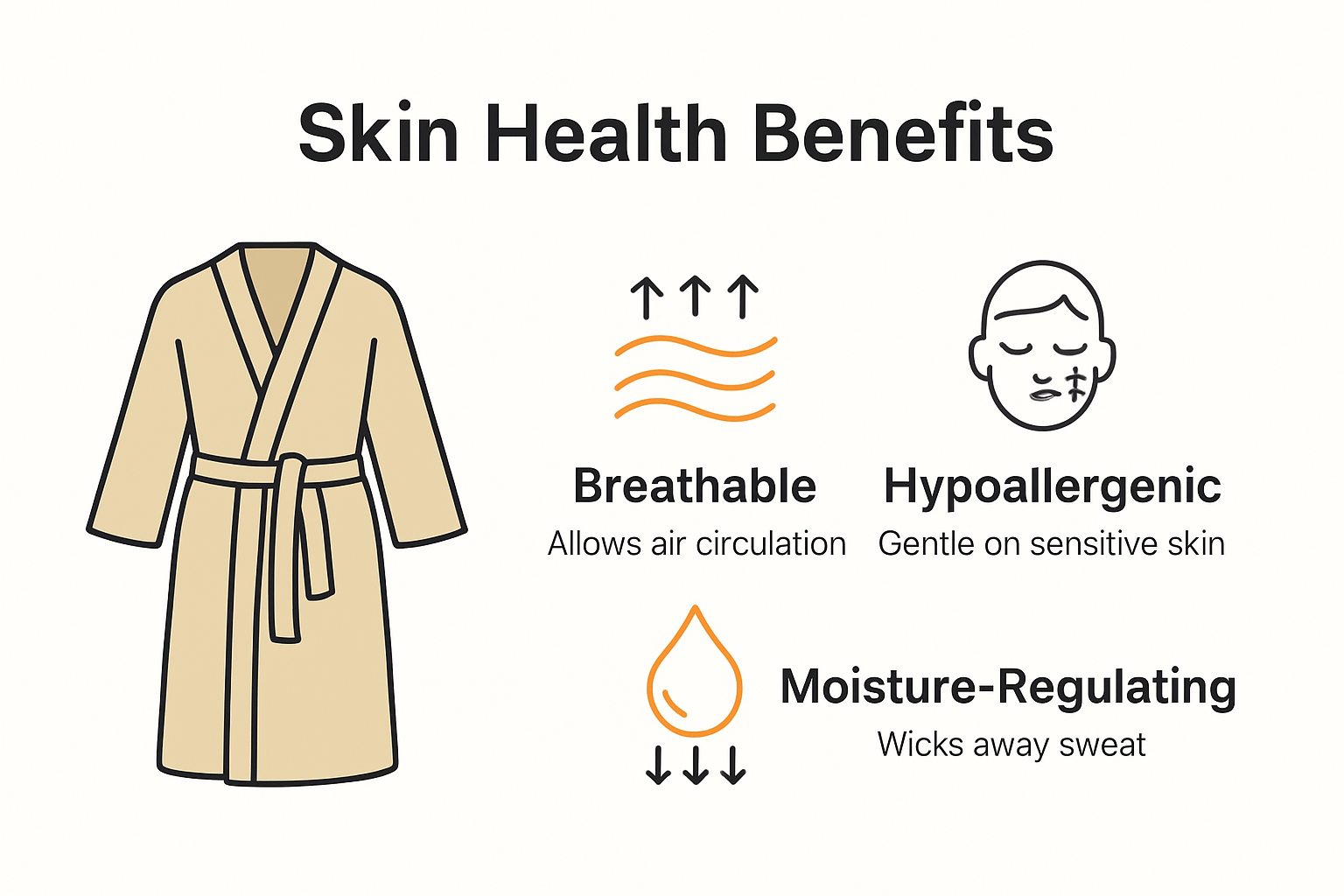 Infographic comparing skin benefits of organic cotton robes vs synthetics