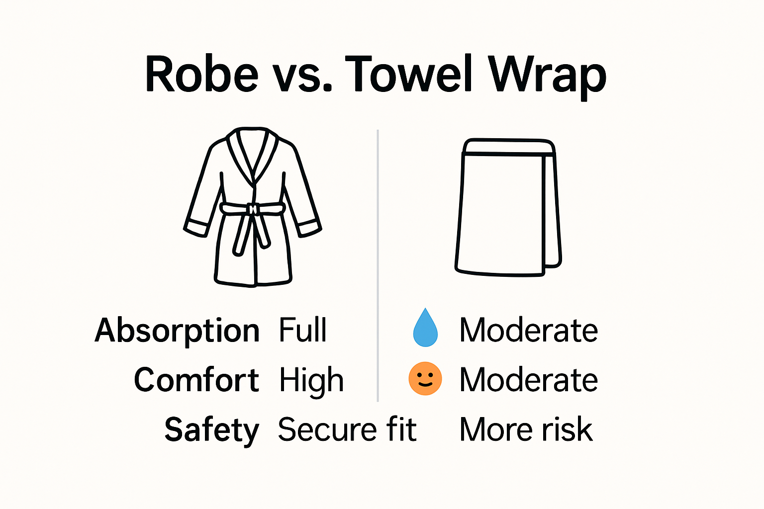Robe versus towel wrap comparison chart