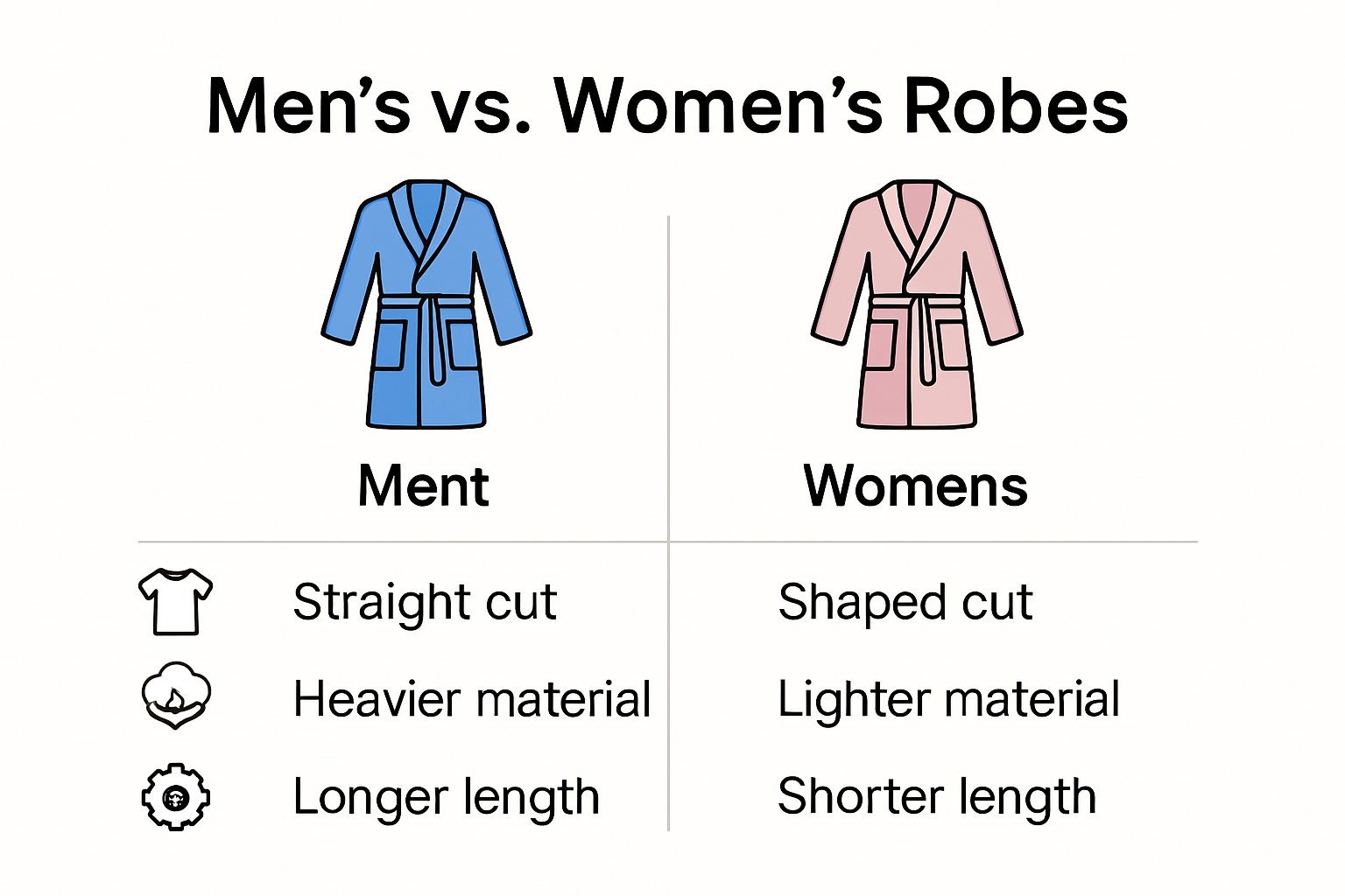 Infographic comparing mens vs womens robes